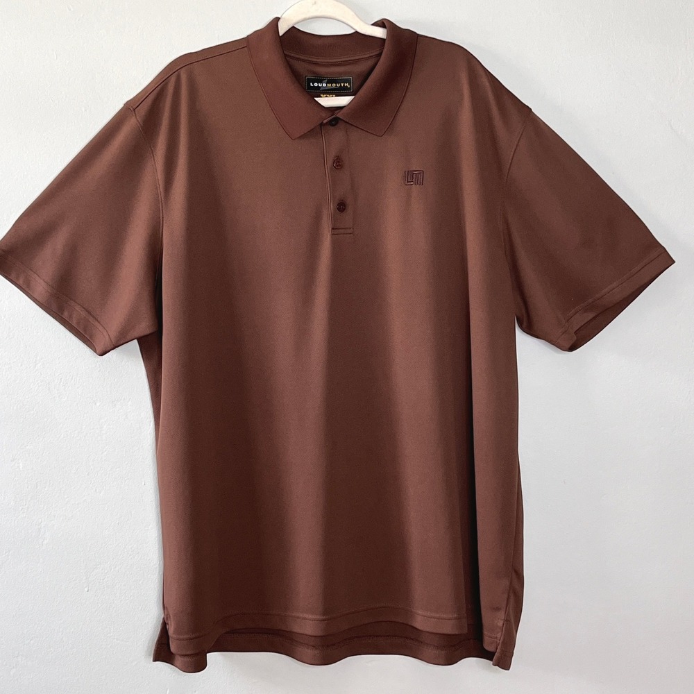 Loudmouth Polo Shirt Mens XXL‎ Brown Golf Casual Short Sleeve Logo Casual Sports